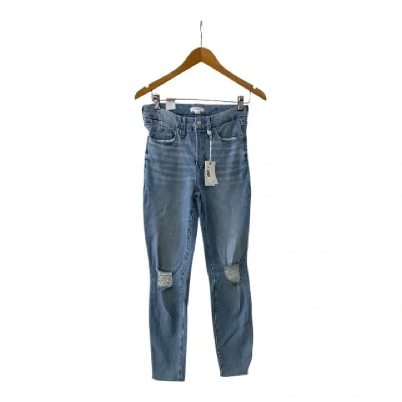 Good American high-rise skinny jeans with distressed knees and raw hem
Size 2/26 - Picture 2 of 11